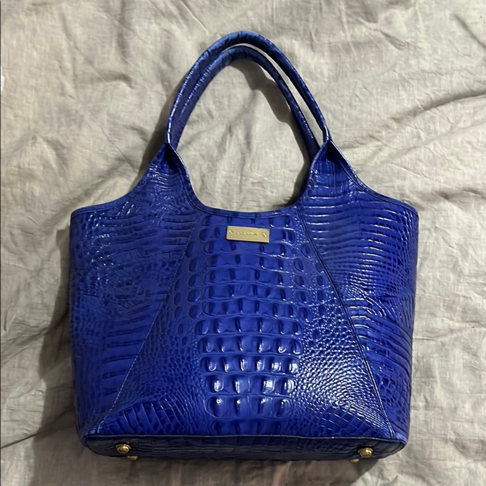 Blue Crocodile Embossed Tote Bag